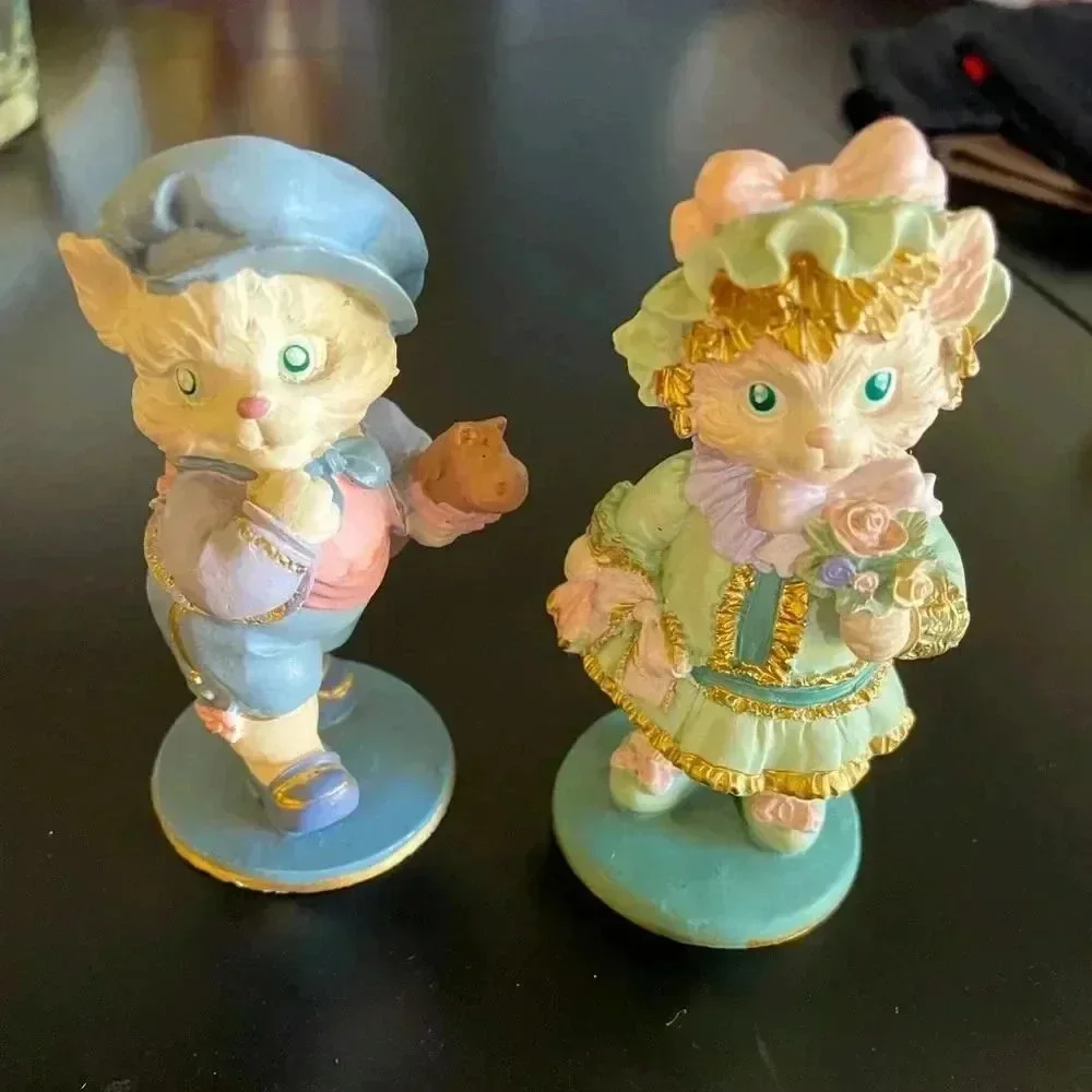 Cat Figurines Anthropomorphic Feline Expressions BJ Charles Henry Vintage statue